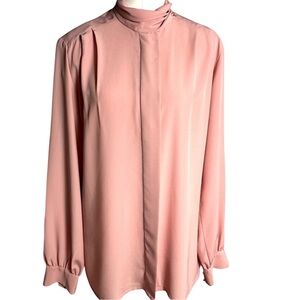 Pendleton Feminine Flowy High Collar Ballon Sleeves Blouse Pink Size 10 T Luxury